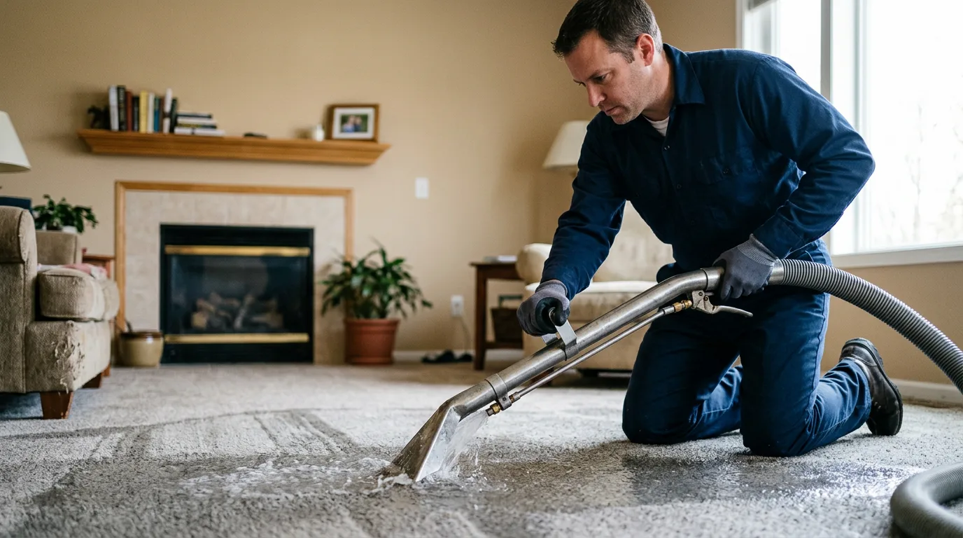Water damage restoration technician working near Greenwich, CT